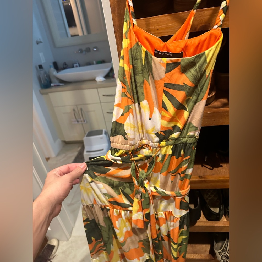 Maggie London NWOT stitch fix - tropical palm maxi with braided straps